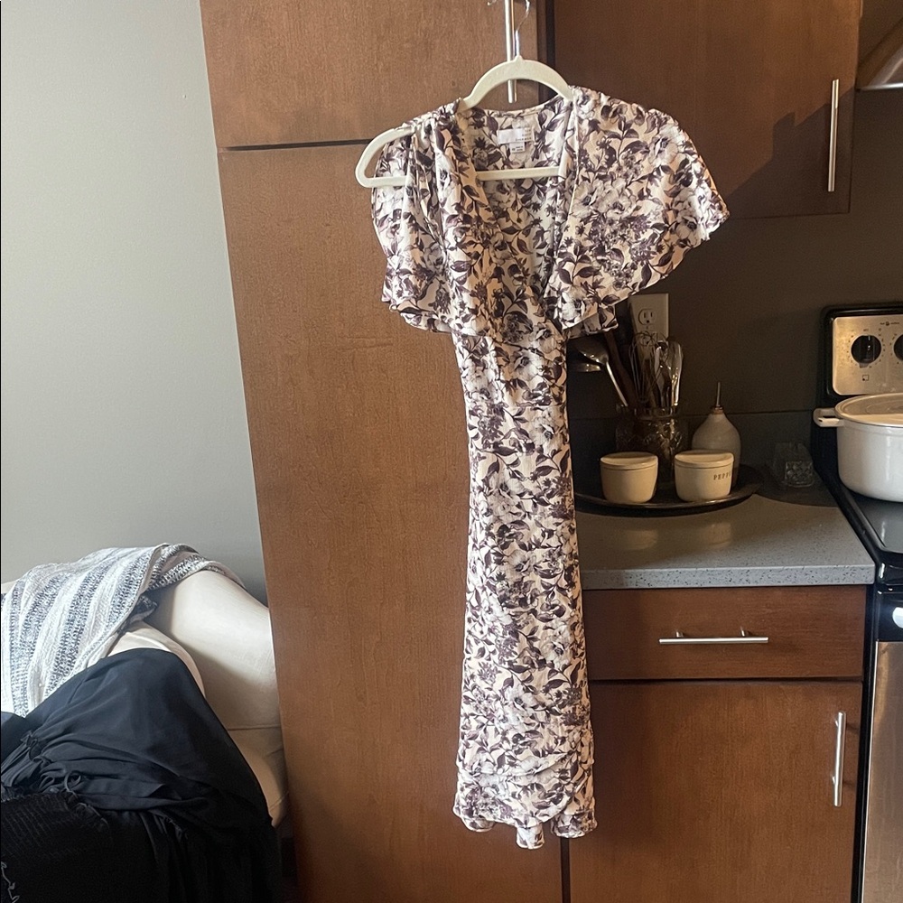 Ten Sixty Sherman Purple Floral Midi Wrap Dress